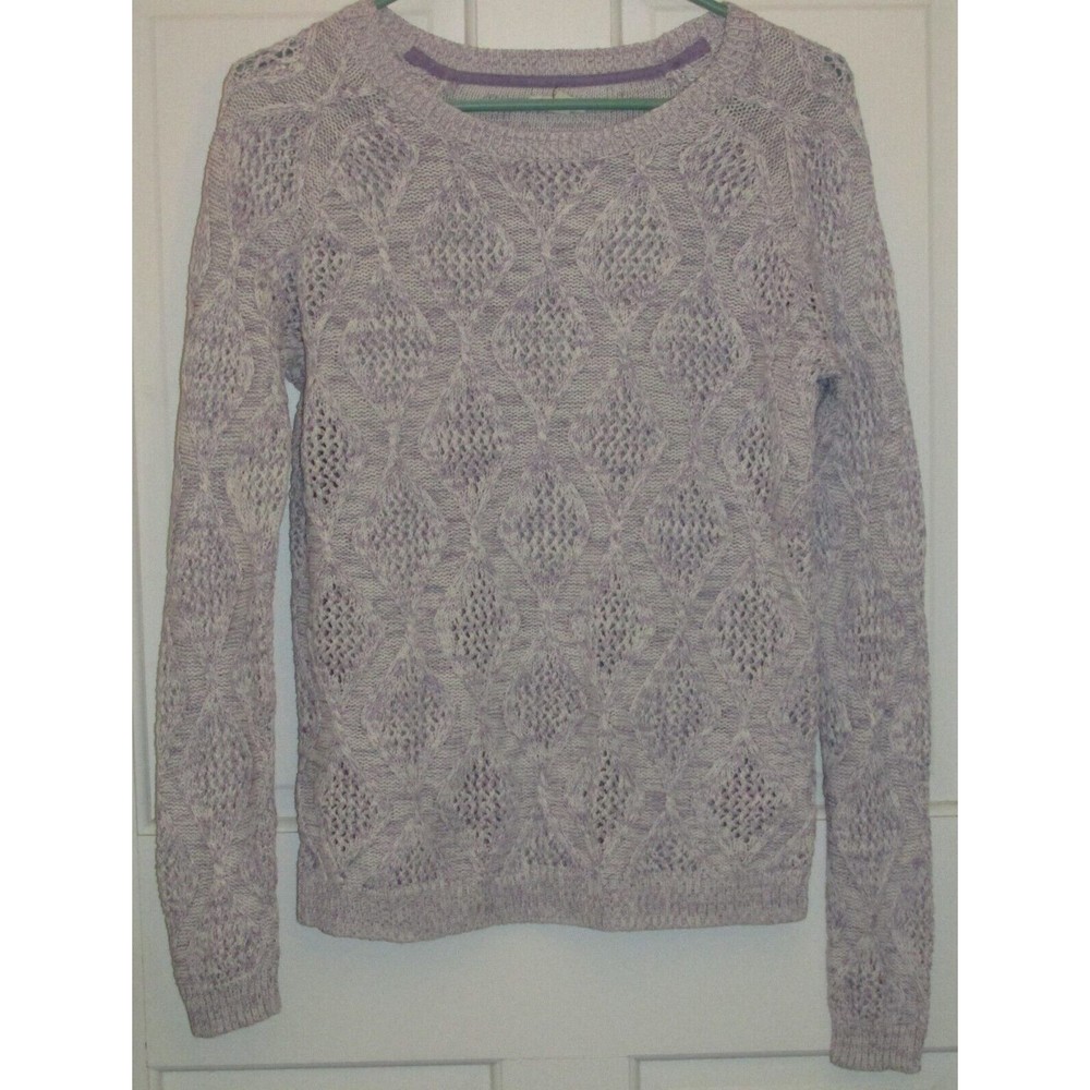 Sonoma Life + Style Purple Marled Cable Knit Pullover Long Sleeve Sweater Size S